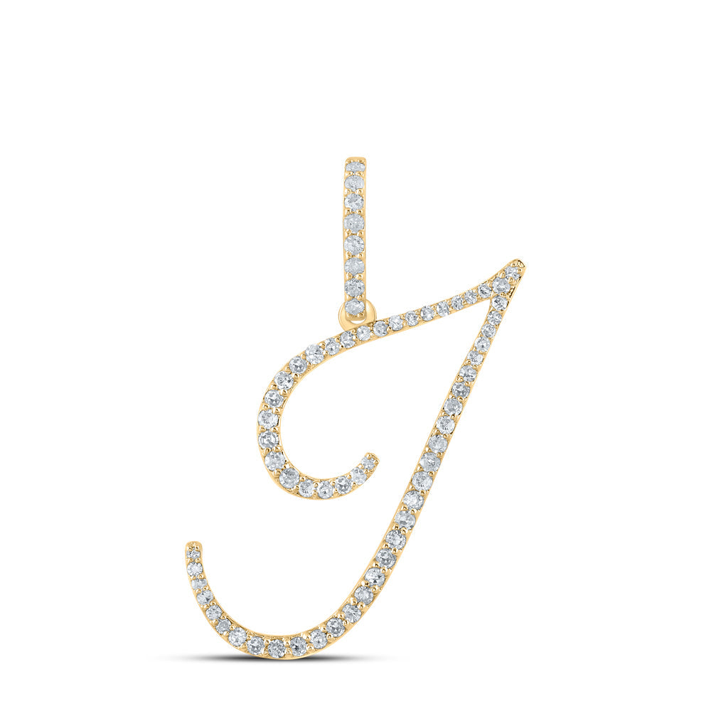 14kt White Gold Womens Round Diamond I Initial Letter Pendant 3/8 Cttw Daisy Joyeria