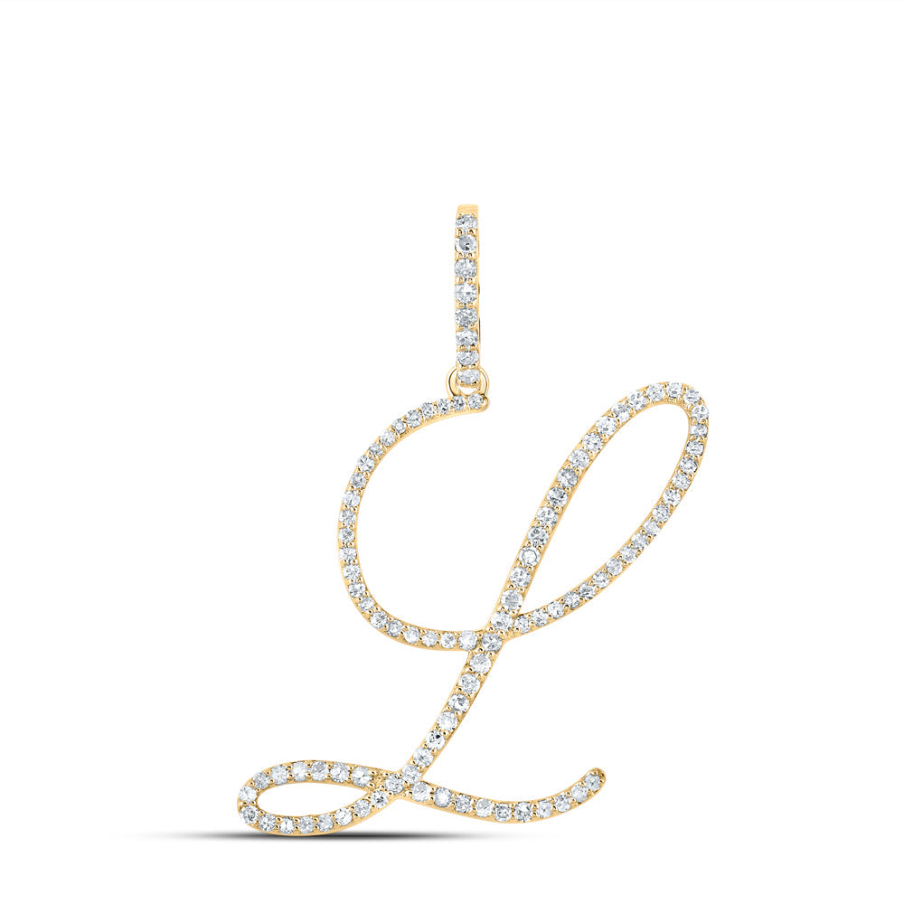 14kt White Gold Womens Round Diamond L Initial Letter Pendant 1/2 Cttw Daisy Joyeria
