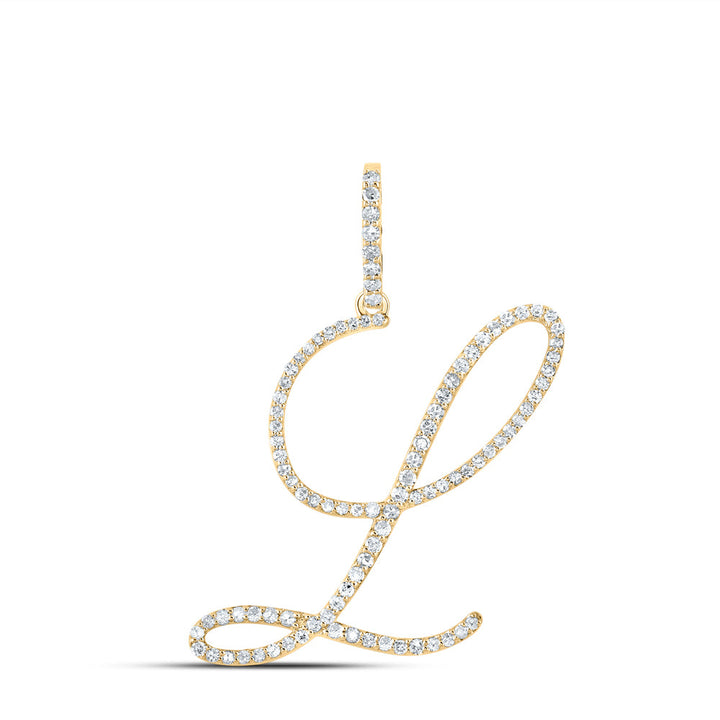 14kt White Gold Womens Round Diamond L Initial Letter Pendant 1/2 Cttw Daisy Joyeria