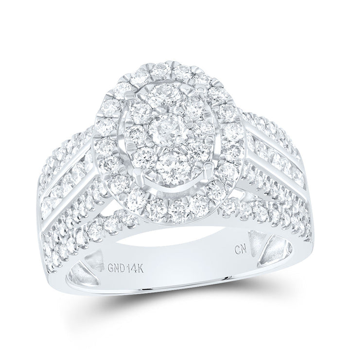1 3/4CTW-DIA CN OVAL SINGLE HALO BRIDAL RING 7 Daisy Joyeria