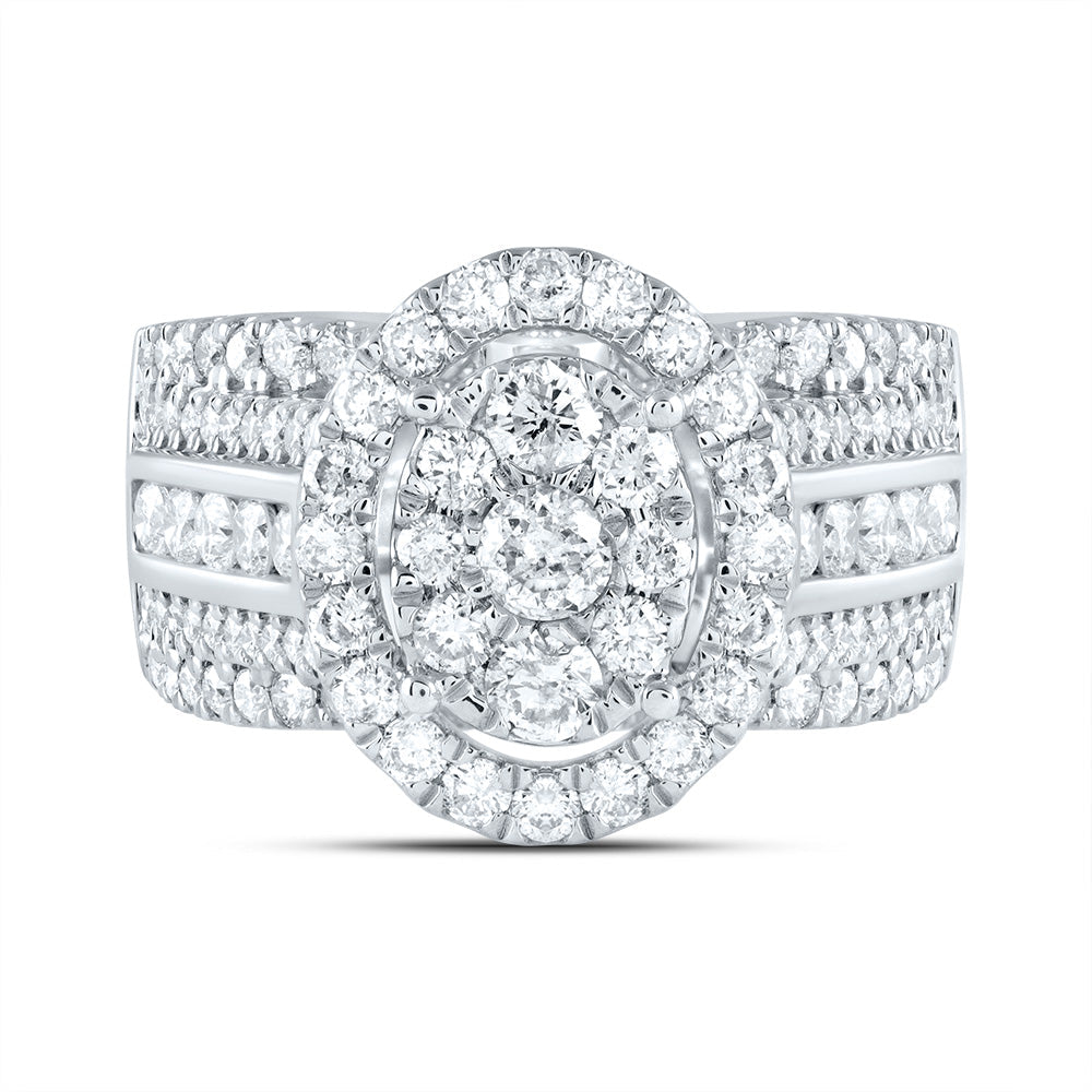 1 3/4CTW-DIA CN OVAL SINGLE HALO BRIDAL RING 7 Daisy Joyeria