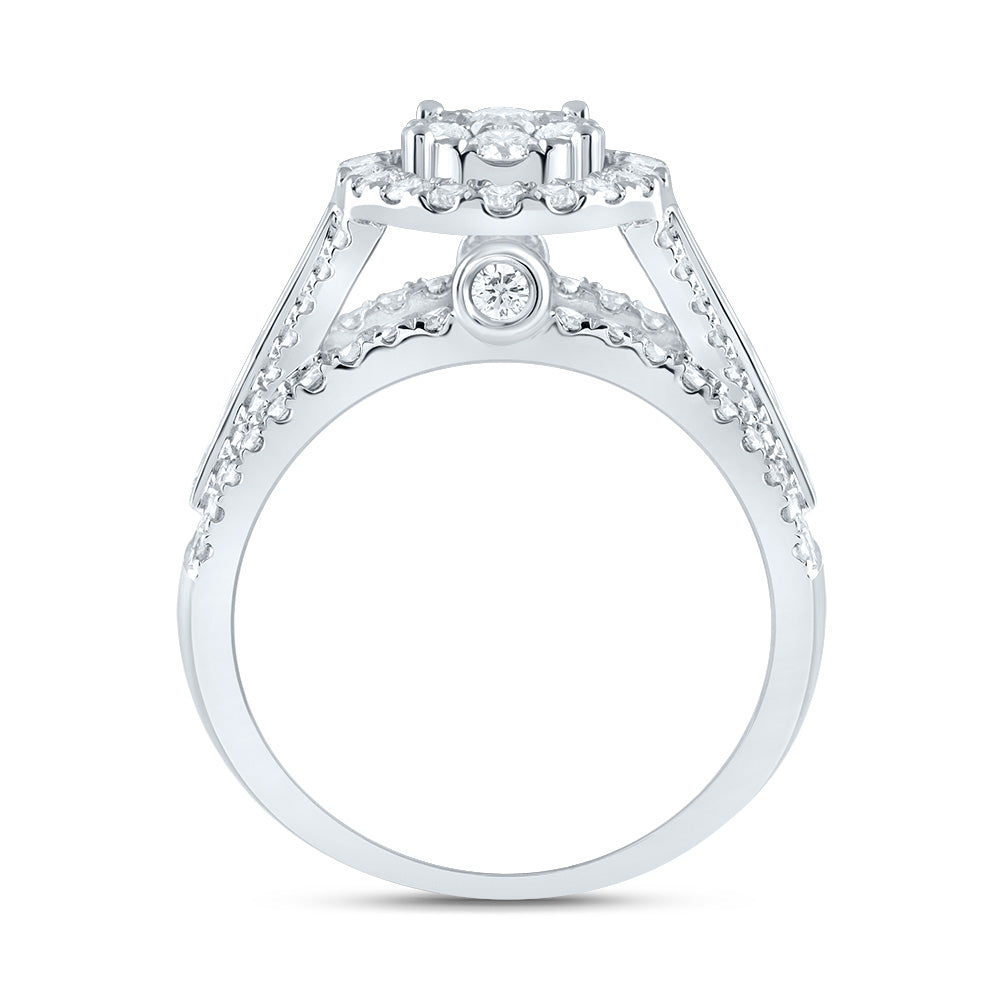 1 3/4CTW-DIA CN OVAL SINGLE HALO BRIDAL RING 7 Daisy Joyeria