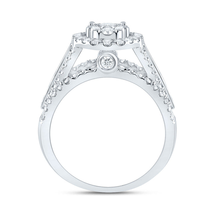 1 3/4CTW-DIA CN OVAL SINGLE HALO BRIDAL RING 7 Daisy Joyeria