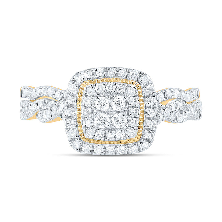 1/2CTW-NAT DIA CN CUSHION DOUBLE HALO BRIDAL SET 7 Daisy Joyeria