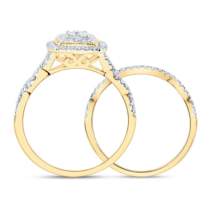 1/2CTW-NAT DIA CN CUSHION DOUBLE HALO BRIDAL SET 7 Daisy Joyeria