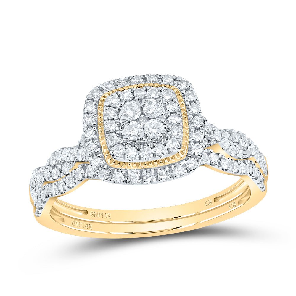 1/2CTW-NAT DIA CN CUSHION DOUBLE HALO BRIDAL SET 7 Daisy Joyeria