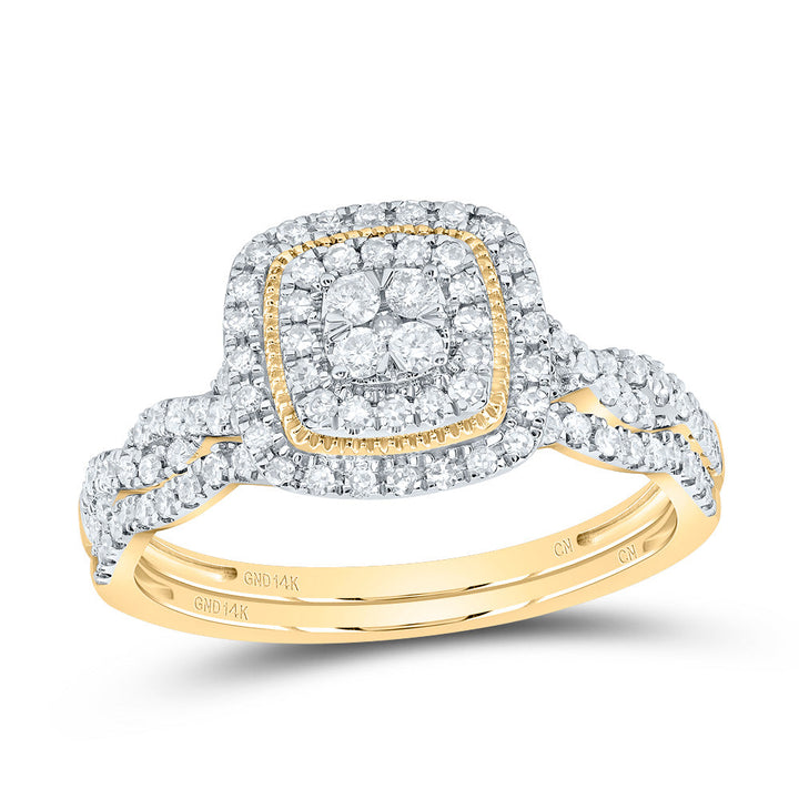 1/2CTW-NAT DIA CN CUSHION DOUBLE HALO BRIDAL SET 7 Daisy Joyeria
