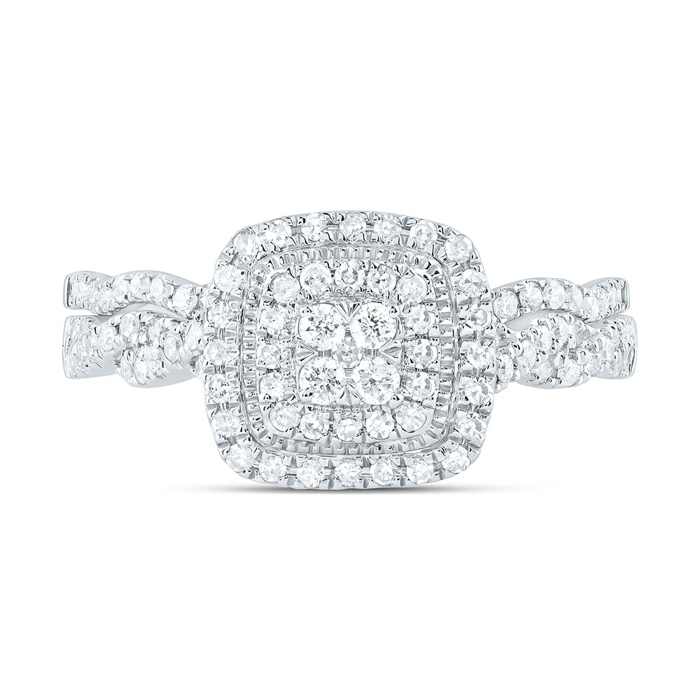1/2CTW-NAT DIA CN CUSHION DOUBLE HALO BRIDAL SET 7 Daisy Joyeria