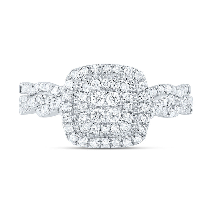 1/2CTW-NAT DIA CN CUSHION DOUBLE HALO BRIDAL SET 7 Daisy Joyeria