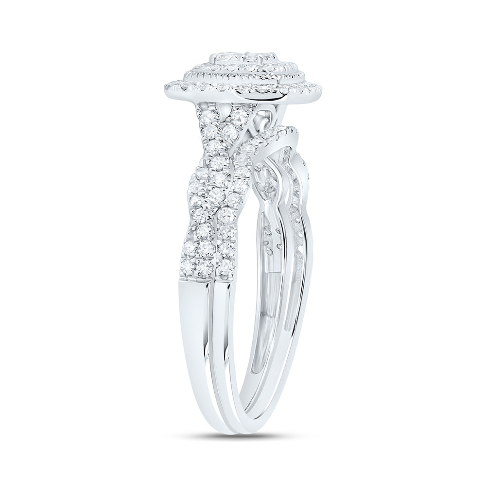 1/2CTW-NAT DIA CN CUSHION DOUBLE HALO BRIDAL SET 7 Daisy Joyeria