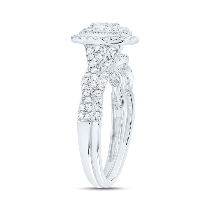 1/2CTW-NAT DIA CN CUSHION DOUBLE HALO BRIDAL SET 7 Daisy Joyeria