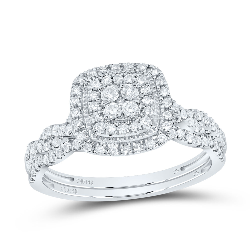 1/2CTW-NAT DIA CN CUSHION DOUBLE HALO BRIDAL SET 7 Daisy Joyeria