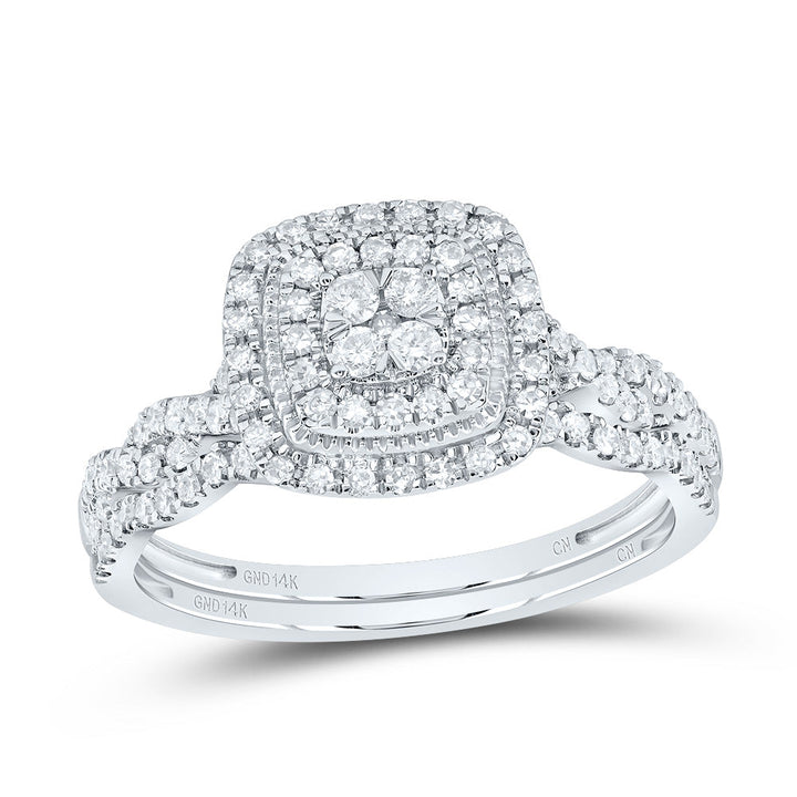 1/2CTW-NAT DIA CN CUSHION DOUBLE HALO BRIDAL SET 7 Daisy Joyeria