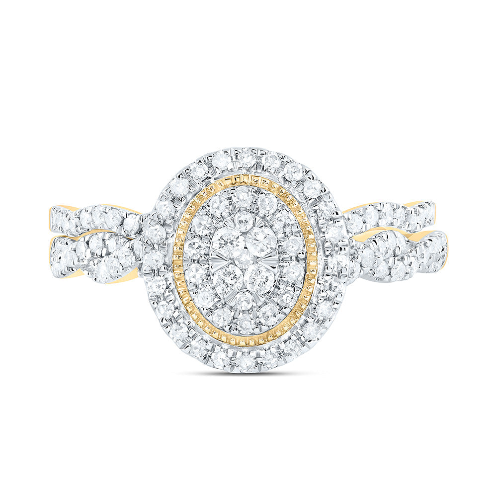 1/2CTW-NAT DIA CN OVAL DOUBLE HALO BRIDAL SET 7 Daisy Joyeria