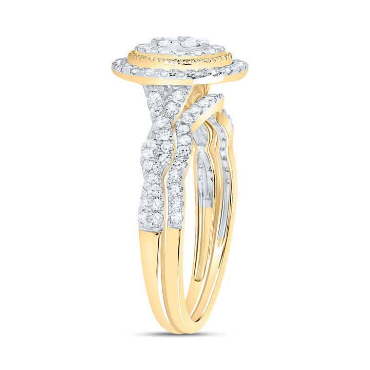 1/2CTW-NAT DIA CN OVAL DOUBLE HALO BRIDAL SET 7 Daisy Joyeria