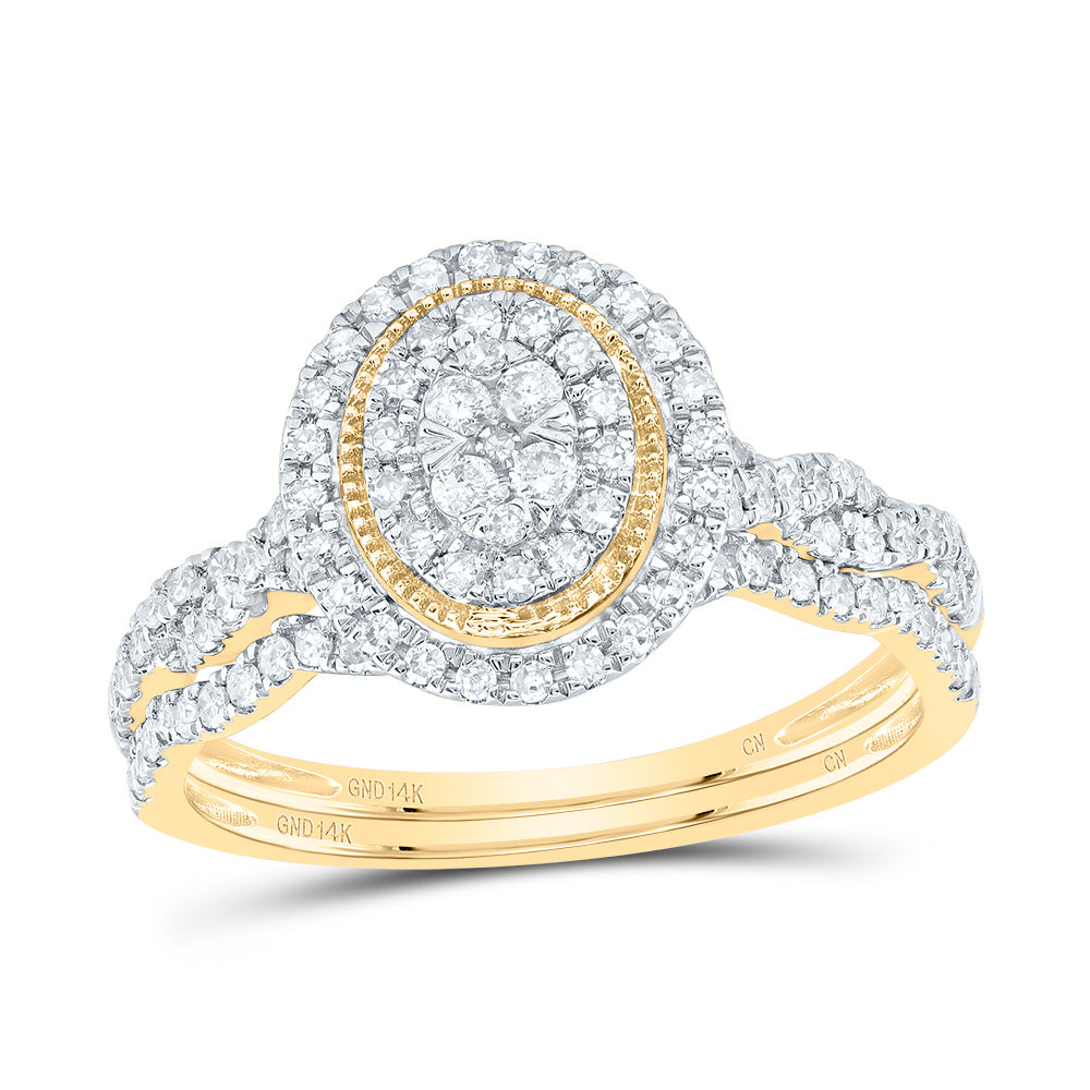 1/2CTW-NAT DIA CN OVAL DOUBLE HALO BRIDAL SET 7 Daisy Joyeria