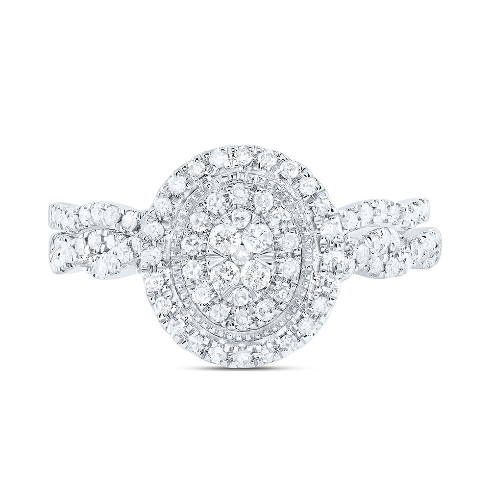 1/2CTW-NAT DIA CN OVAL DOUBLE HALO BRIDAL SET 7 Daisy Joyeria