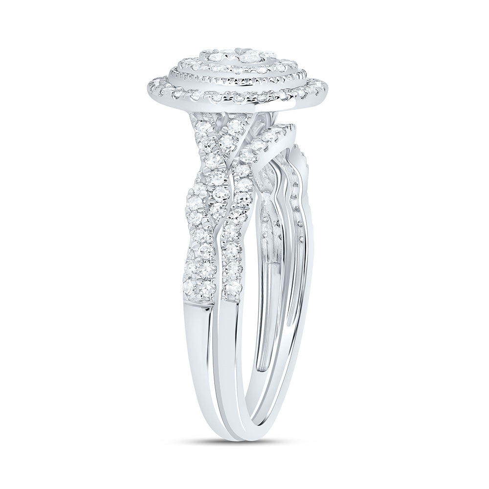1/2CTW-NAT DIA CN OVAL DOUBLE HALO BRIDAL SET 7 Daisy Joyeria