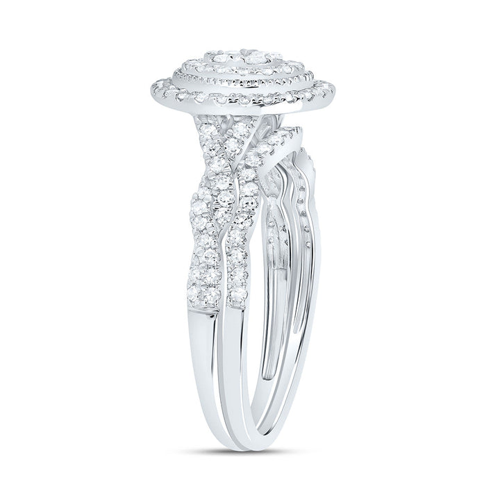 1/2CTW-NAT DIA CN OVAL DOUBLE HALO BRIDAL SET 7 Daisy Joyeria