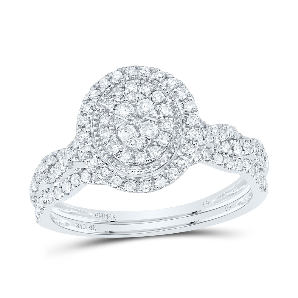 1/2CTW-NAT DIA CN OVAL DOUBLE HALO BRIDAL SET 7 Daisy Joyeria