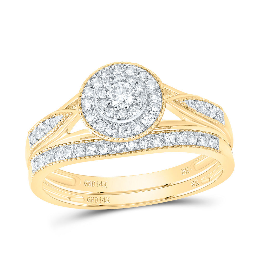 3/8CTW-DIA NK ROUND DOUBLE HALO BRIDAL SET 7 Daisy Joyeria
