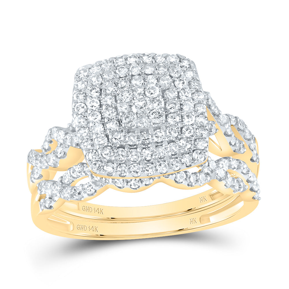 3/4CTW-DIA NK CUSHION DOUBLE HALO BRIDAL SET 7 Daisy Joyeria