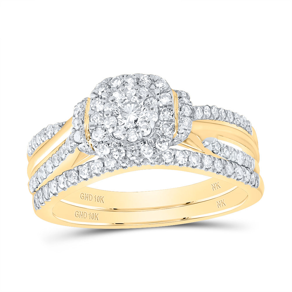 5/8CTW-DIA NK CUSHION DOUBLE HALO BRIDAL SET 7 Daisy Joyeria