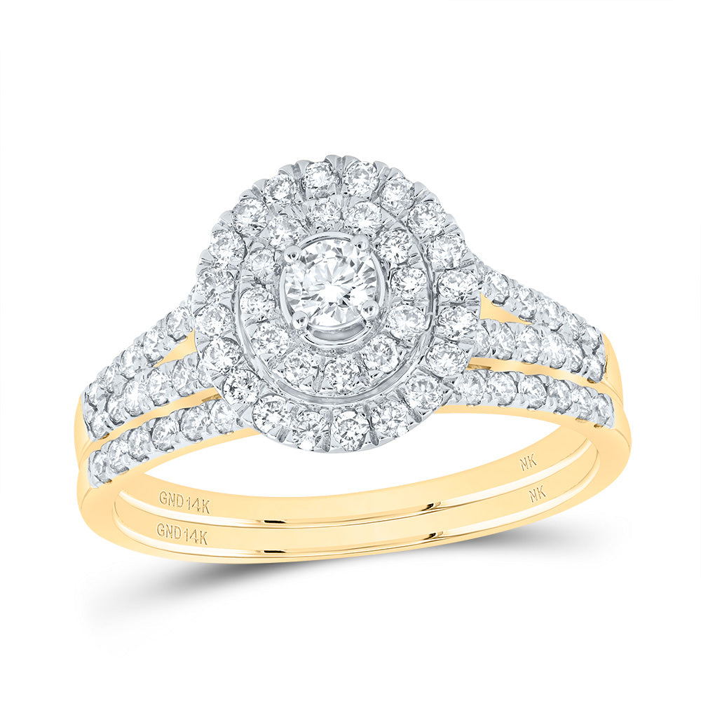 1CTW-DIA NK 1/5CT-CRD ROUND DOUBLE HALO BRIDAL SET 7 Daisy Joyeria
