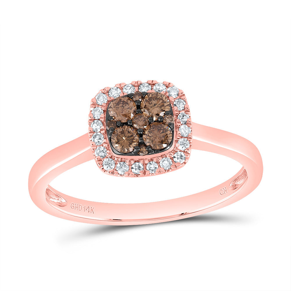 1/3CTW-DIA CN COGNAC NATURAL CUSHION RING 7 Daisy Joyeria