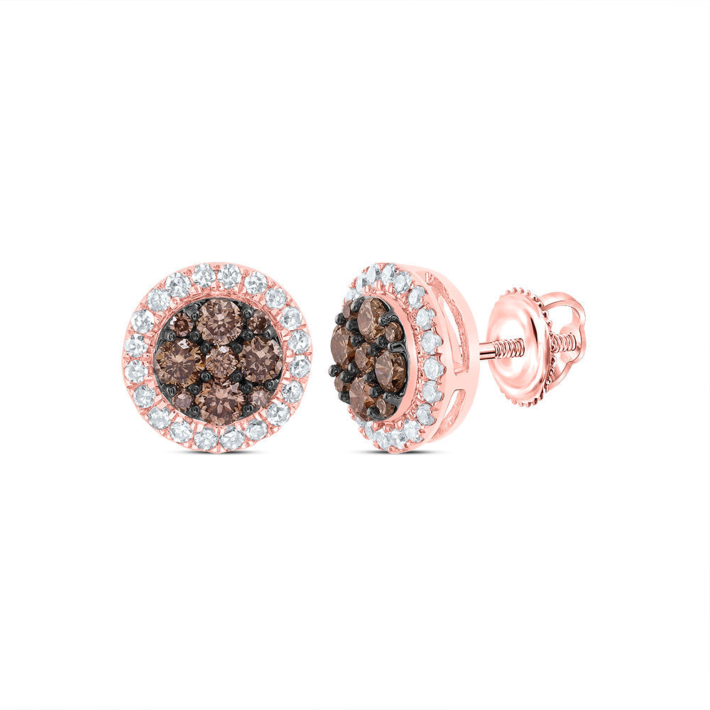 1/2CTW-DIA CN  COGNAC NATURAL ROUND STUD EARRING Daisy Joyeria