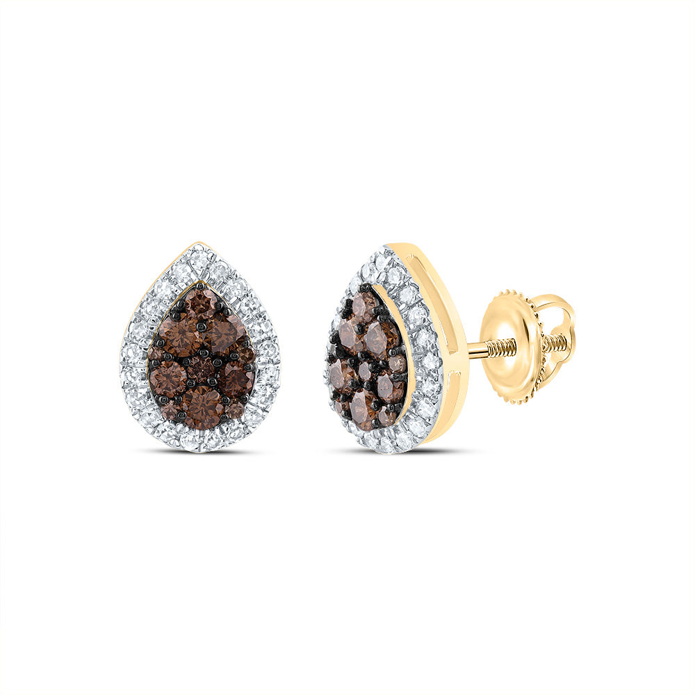 1/2CTW-DIA CN COGNAC NATURAL PEAR STUD EARRING Daisy Joyeria