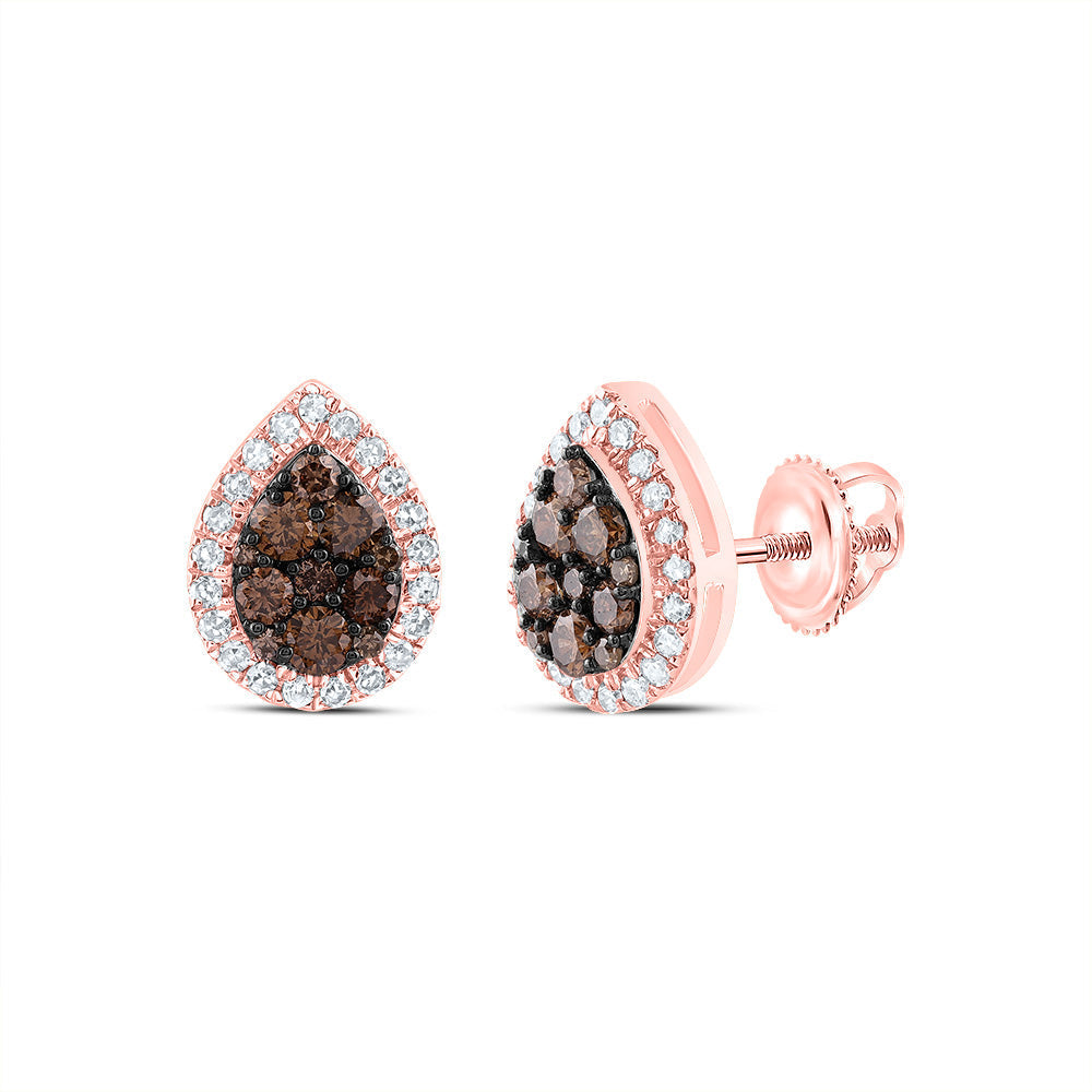 1/2CTW-DIA CN COGNAC NATURAL PEAR STUD EARRING Daisy Joyeria