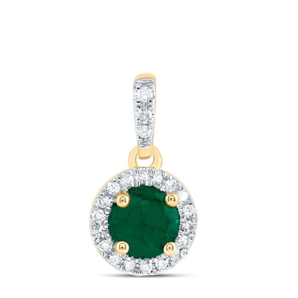 1/10CTW-DIA CN 5MM RD-EM NAT GEM ROUND PENDANT Daisy Joyeria