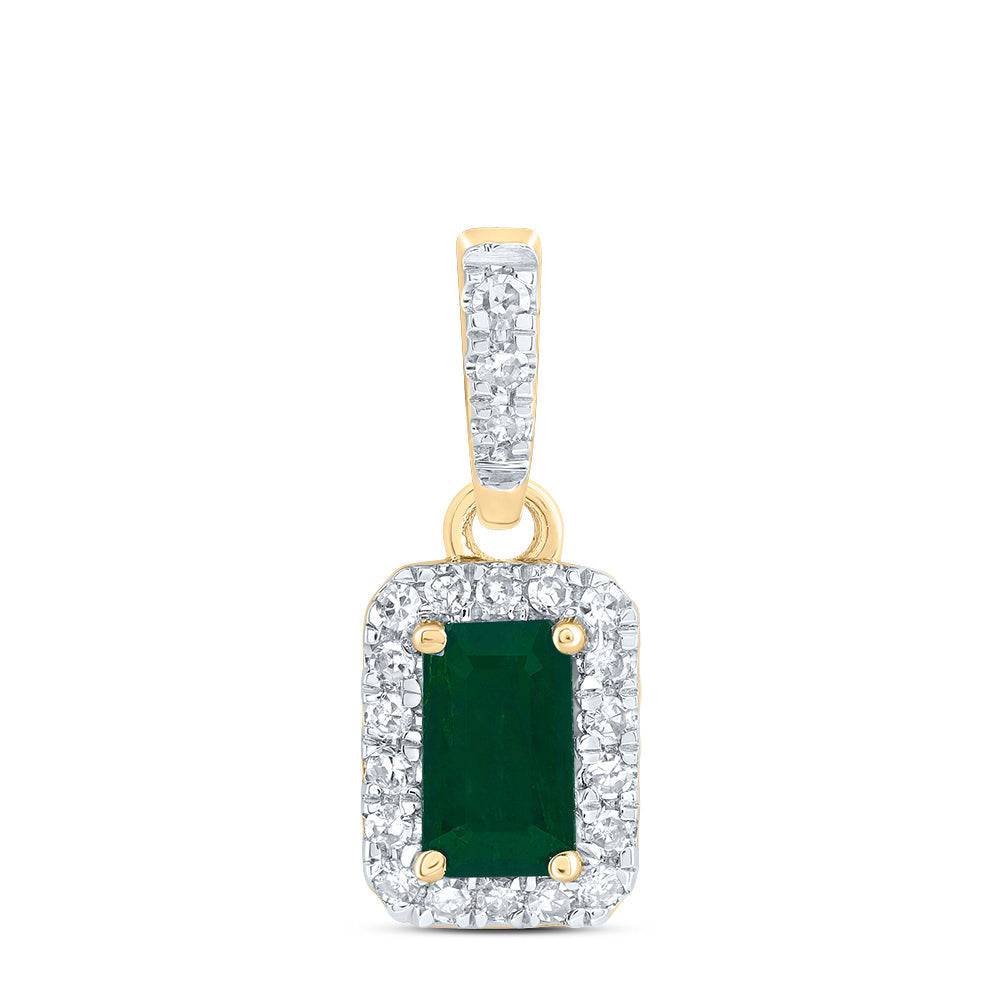 1/10CTW-DIA CN 5X3MM EM-EM NAT GEM EMERALD PENDANT Daisy Joyeria