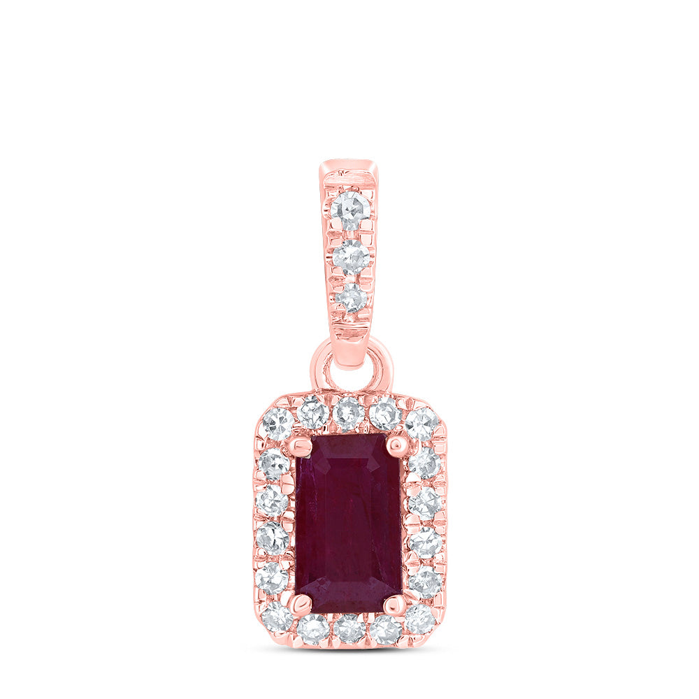 1/10CTW-DIA CN 5X3MM EM-RU NAT GEM EMERALD PENDANT Daisy Joyeria