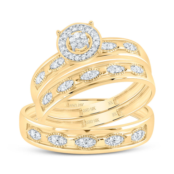 1/4CTW-DIA NK ROUND TRIO SET 7 Daisy Joyeria