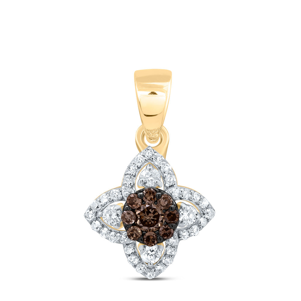 1/4CTW-DIA P1 GIFT COGNAC NATURAL FLOWER PENDANT Daisy Joyeria