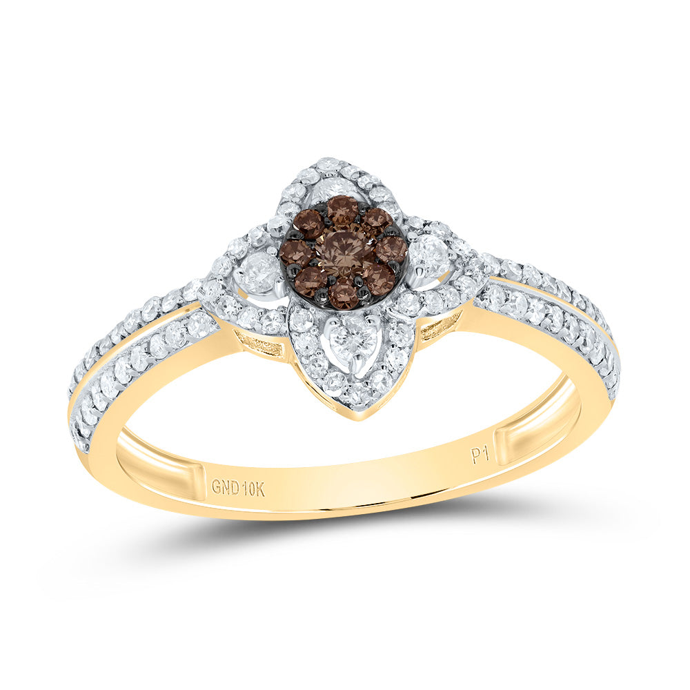 1/2CTW-DIA P1 GIFT COGNAC NATURAL FLOWER RING 7 Daisy Joyeria
