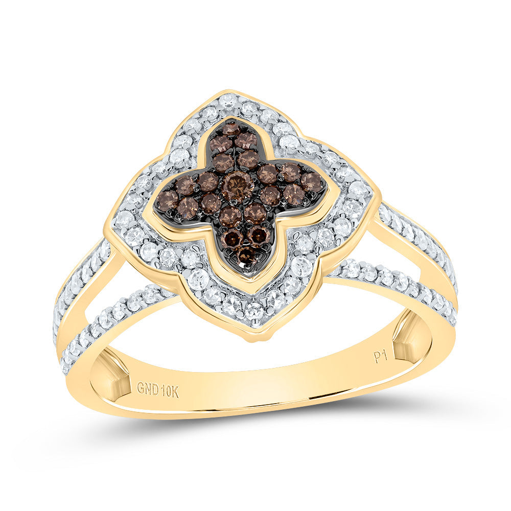 1/2CTW-DIA P1 GIFT COGNAC NATURAL CLOVER RING 7 Daisy Joyeria