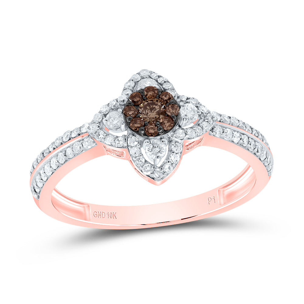 1/2CTW-DIA P1 GIFT COGNAC NATURAL FLOWER RING 7 Daisy Joyeria