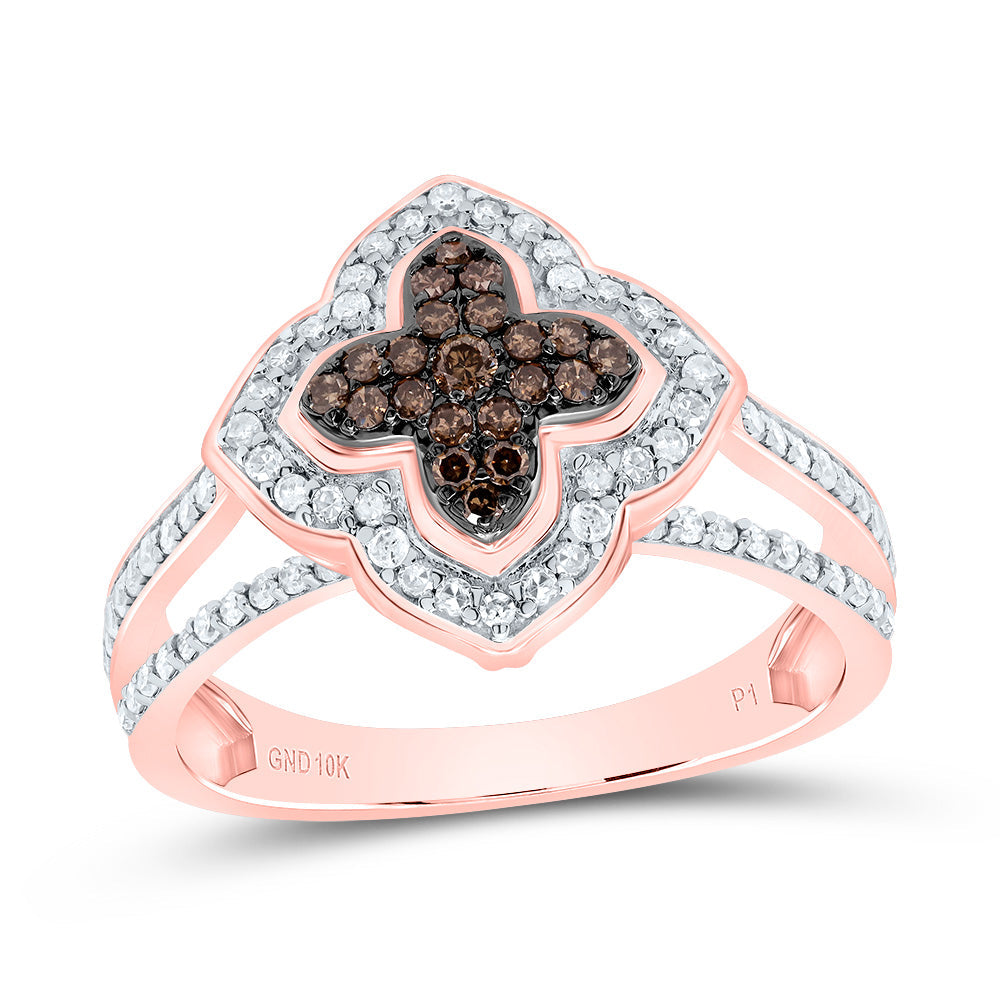 1/2CTW-DIA P1 GIFT COGNAC NATURAL CLOVER RING 7 Daisy Joyeria