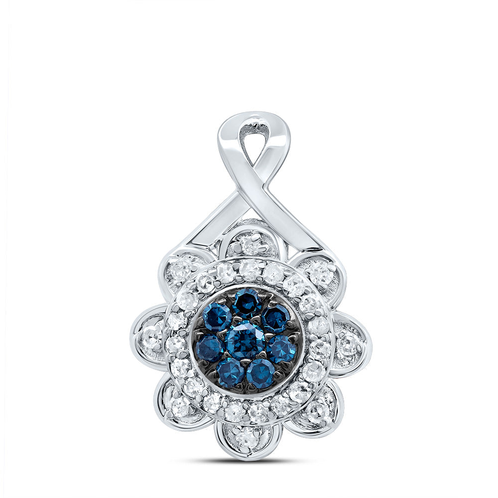1/5CTW-DIA P1 GIFT BLUE DIAMOND FLOWER PENDANT Daisy Joyeria