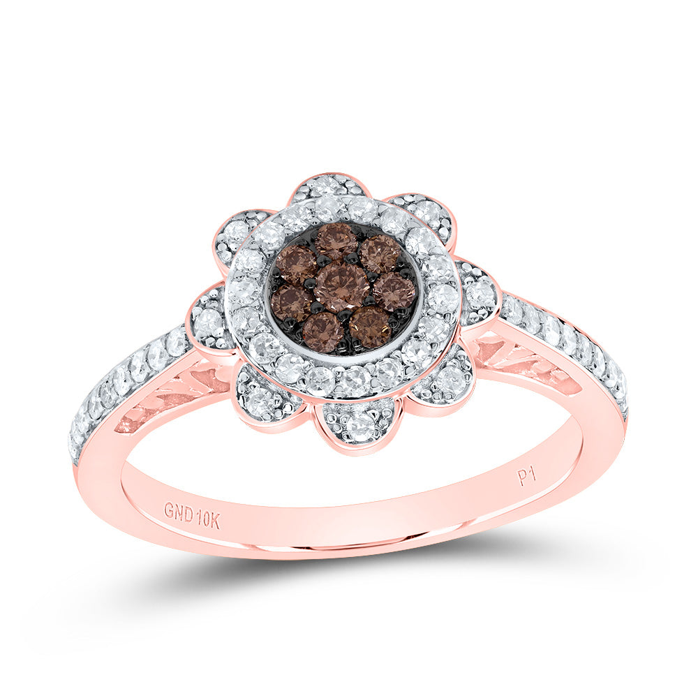3/8CTW-DIA P1 GIFT COGNAC NATURAL FLOWER RING 7 Daisy Joyeria