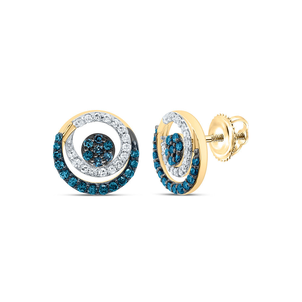 3/8CTW-DIA P1 GIFT BLUE DIAMOND ROUND STUD EARRING Daisy Joyeria