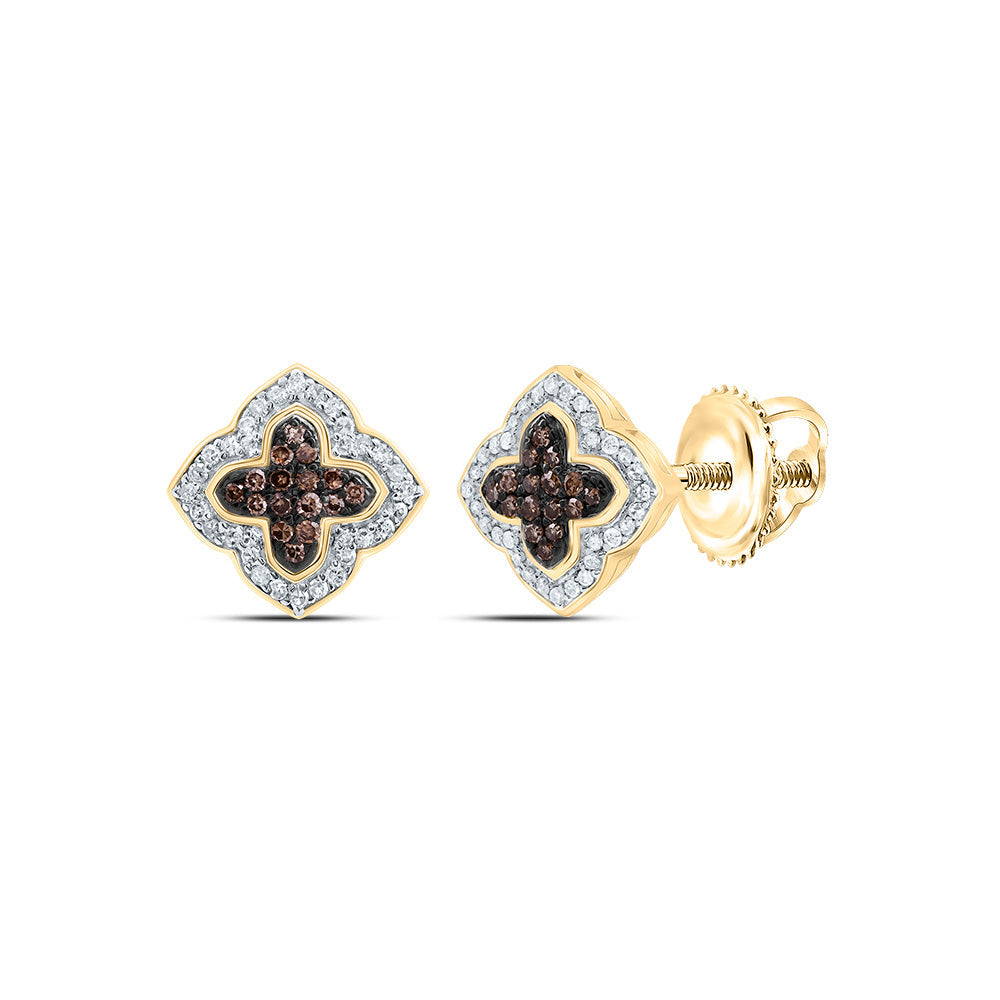 1/3CTW-DIA P1 GIFT COGNAC NATURAL CLOVER STUD EARRING Daisy Joyeria