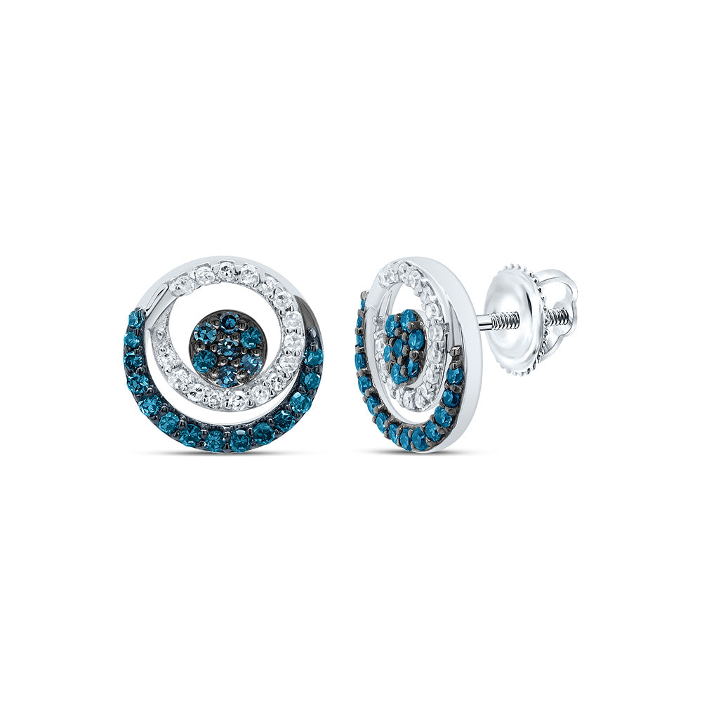 3/8CTW-DIA P1 GIFT BLUE DIAMOND ROUND STUD EARRING Daisy Joyeria