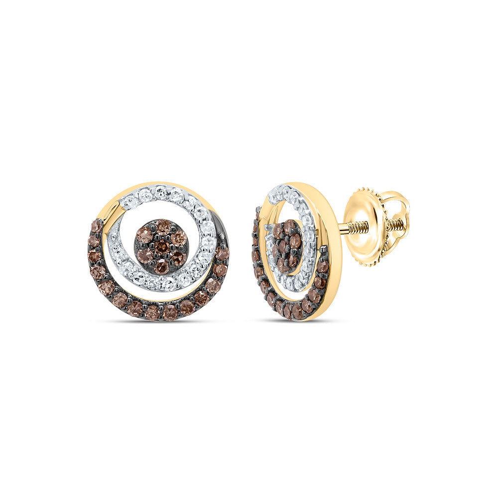 3/8CTW-DIA P1 GIFT COGNAC NATURAL ROUND STUD EARRING Daisy Joyeria