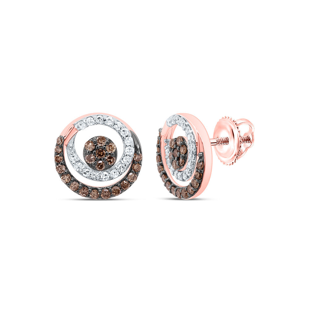 3/8CTW-DIA P1 GIFT COGNAC NATURAL ROUND STUD EARRING Daisy Joyeria