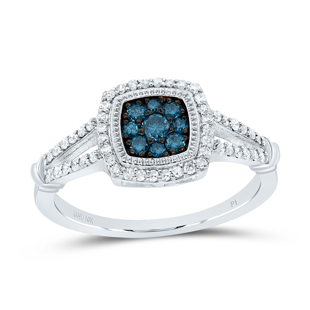 3/8CTW-DIA P1 GIFT BLUE DIAMOND CUSHION RING 7 Daisy Joyeria