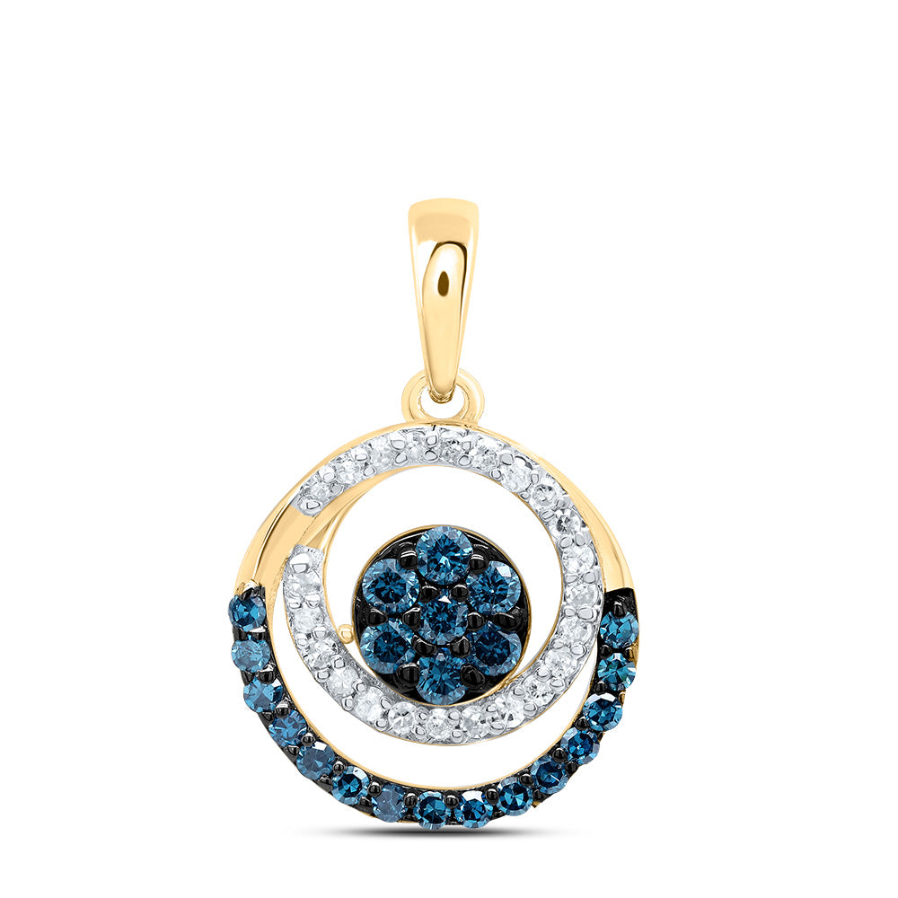 1/3CTW-DIA P1 GIFT BLUE DIAMOND ROUND PENDANT Daisy Joyeria
